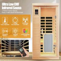 1 Person Infrared Sauna, 0-5 Mg Utra Low EMF Sauna with Door Heating Plate