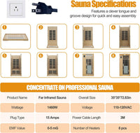 1 Person Infrared Sauna, 0-5 Mg Utra Low EMF Sauna with Door Heating Plate