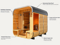 Outdoor Cedar Sauna Built for Year-Round Use, 4-6 Person Capacity, 9kW Electric Heater, Wi-Fi Control — How It Works